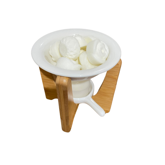 BAMBOO AND CERAMIC BURNER AND MELTER + TEALIGHT HOLDER
