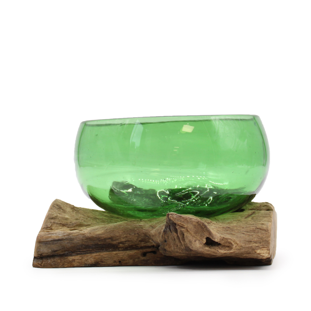 Indonesian Recycled Beer Bottle Glass Bowl