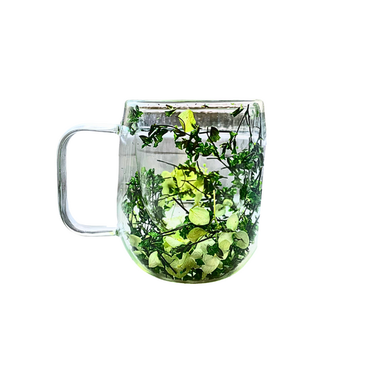 Cristal Glass Flower Mug Verde