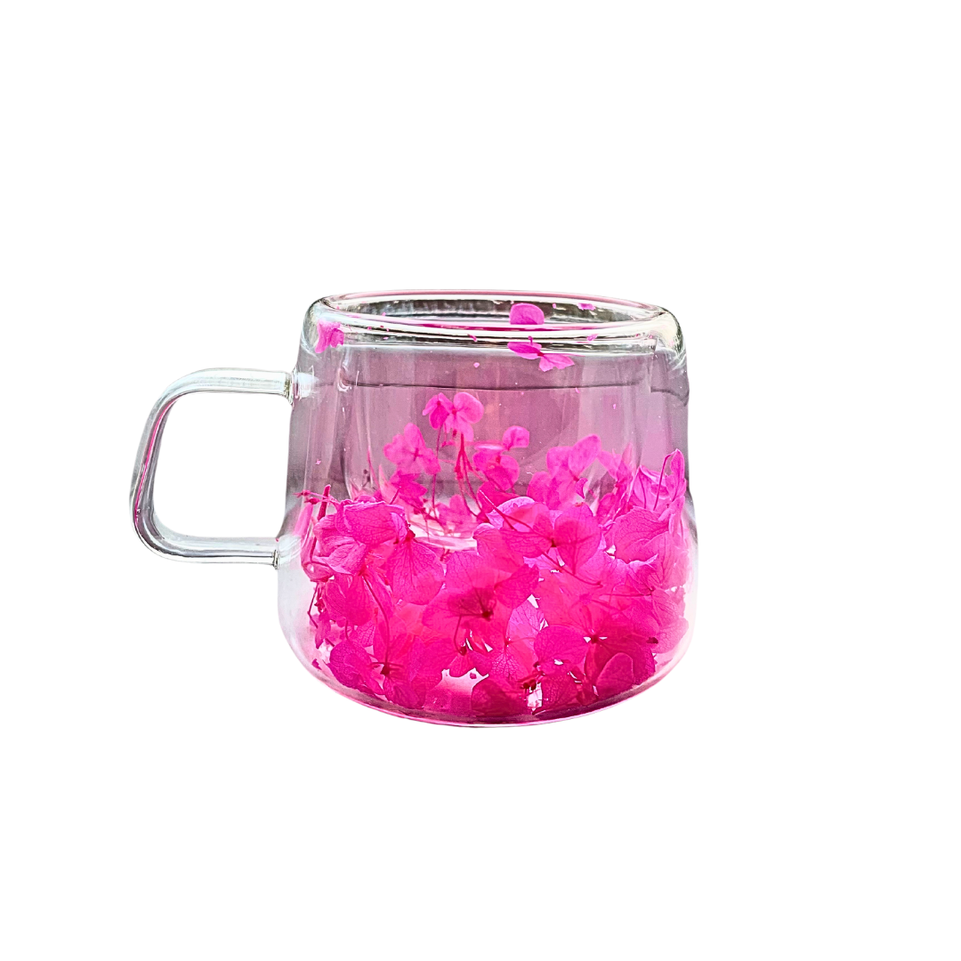 Cristal Glass Flower Mug Rosa