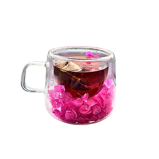 Cristal Glass Flower Mug Rosa