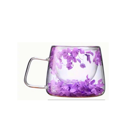 Cristal Glass Flower Mug Lilac