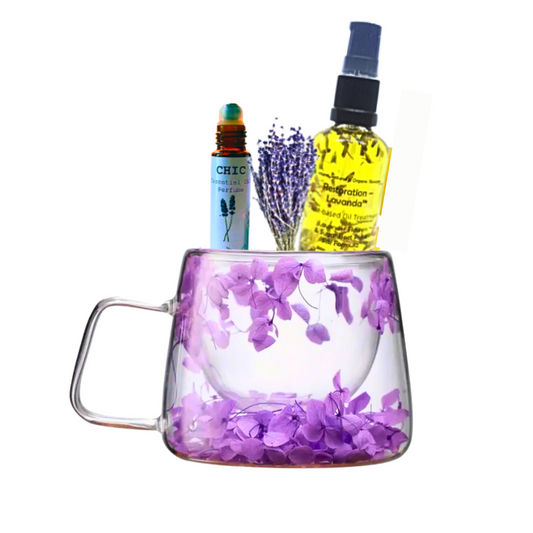 Cristal Glass Flower Mug Lilac